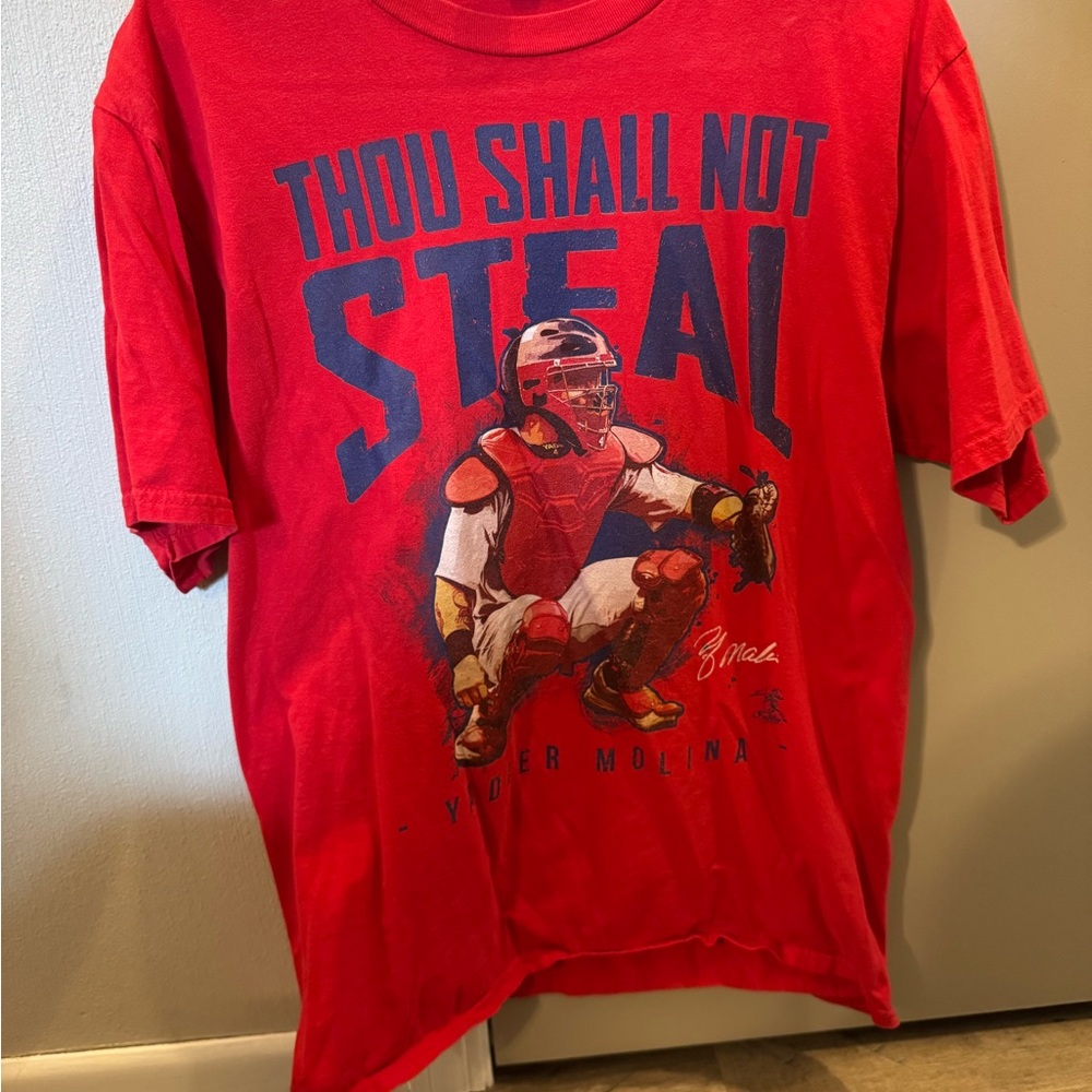 Red Graphic T-Shirt with Catcher Design
